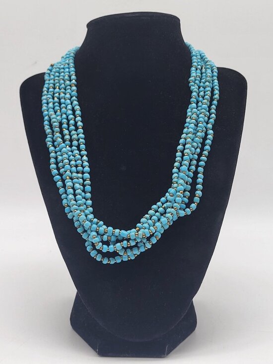 No brand Jewelry - Boho Turquoise Blue Colored Beaded Necklace Multi Strand Southwestern